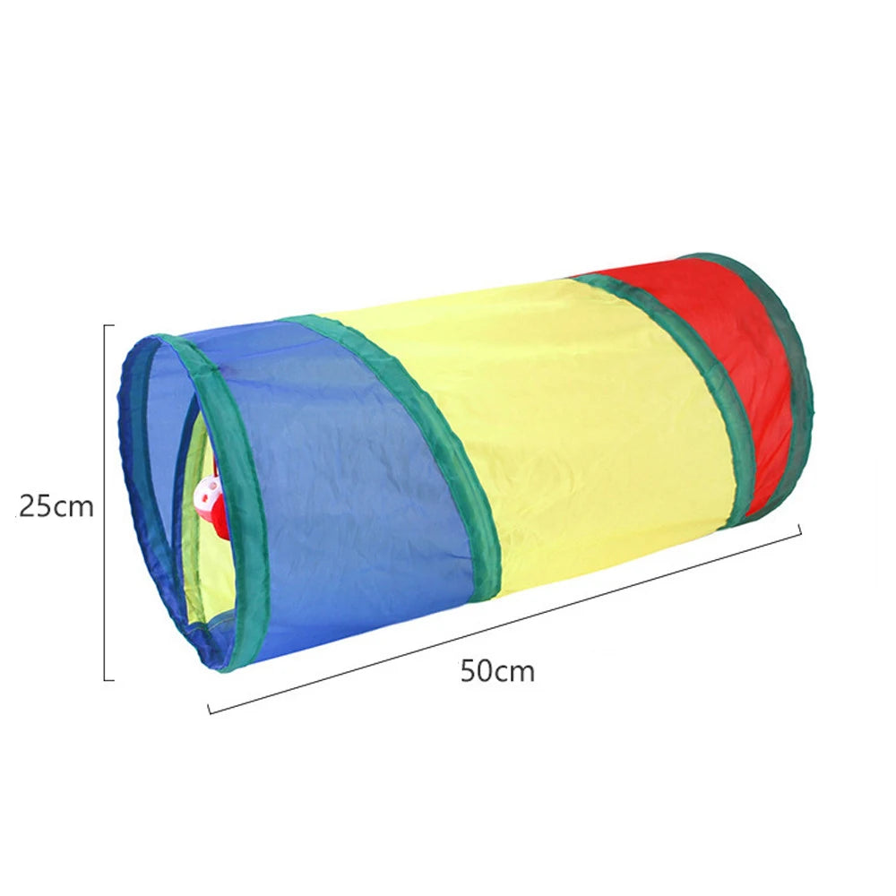 Túnel Plegable para Gatos Arcoíris 50 cm – Juguete Interactivo para Gatitos