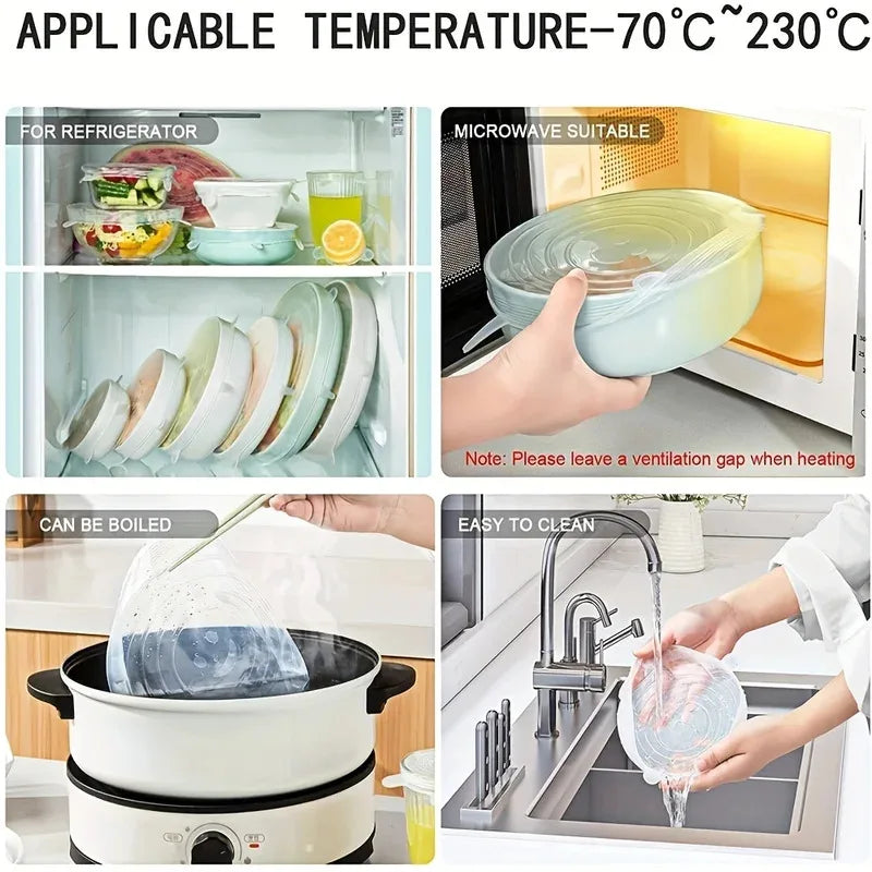 Tapas de Silicona Estirables Reutilizables Set de 6 – Cubiertas Herméticas para Bowls y Recipientes de Cocina