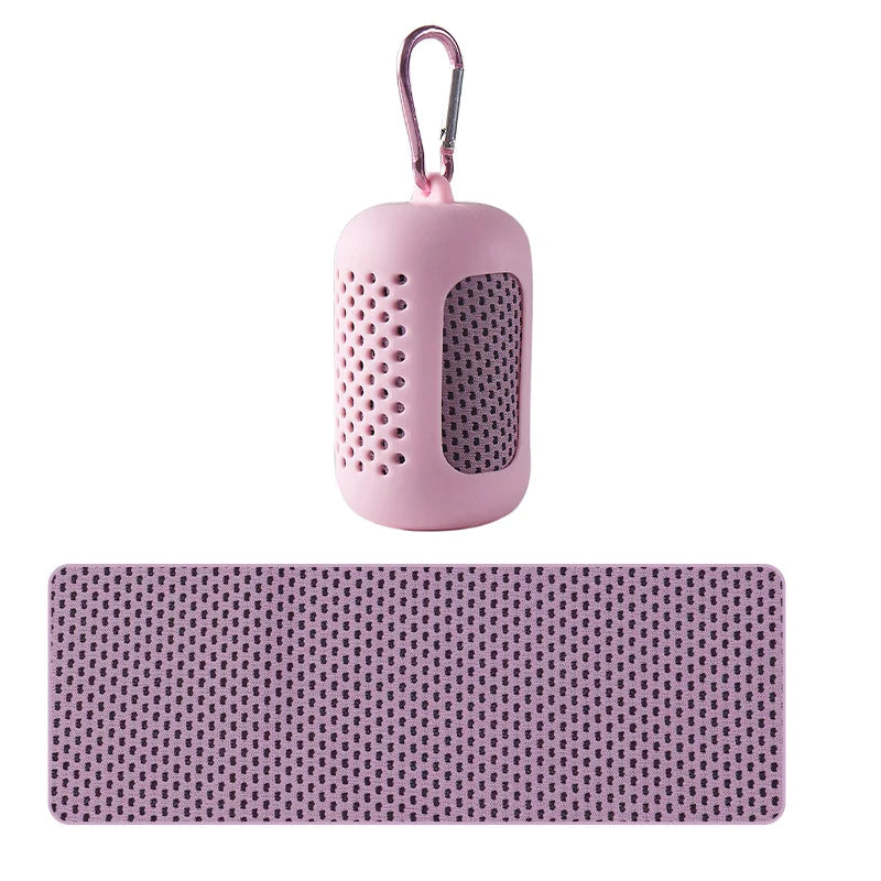 Toalla Refrescante Deportiva Portátil con Estuche de Silicona – Secado Rápido para Gimnasio, Yoga, Playa y Running