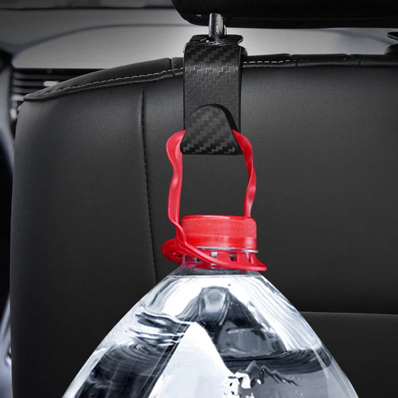 Ganchos para Reposacabezas de Auto Pack de 4 – Organizador de Asiento Trasero Efecto Fibra de Carbono para Bolsos y Ropa