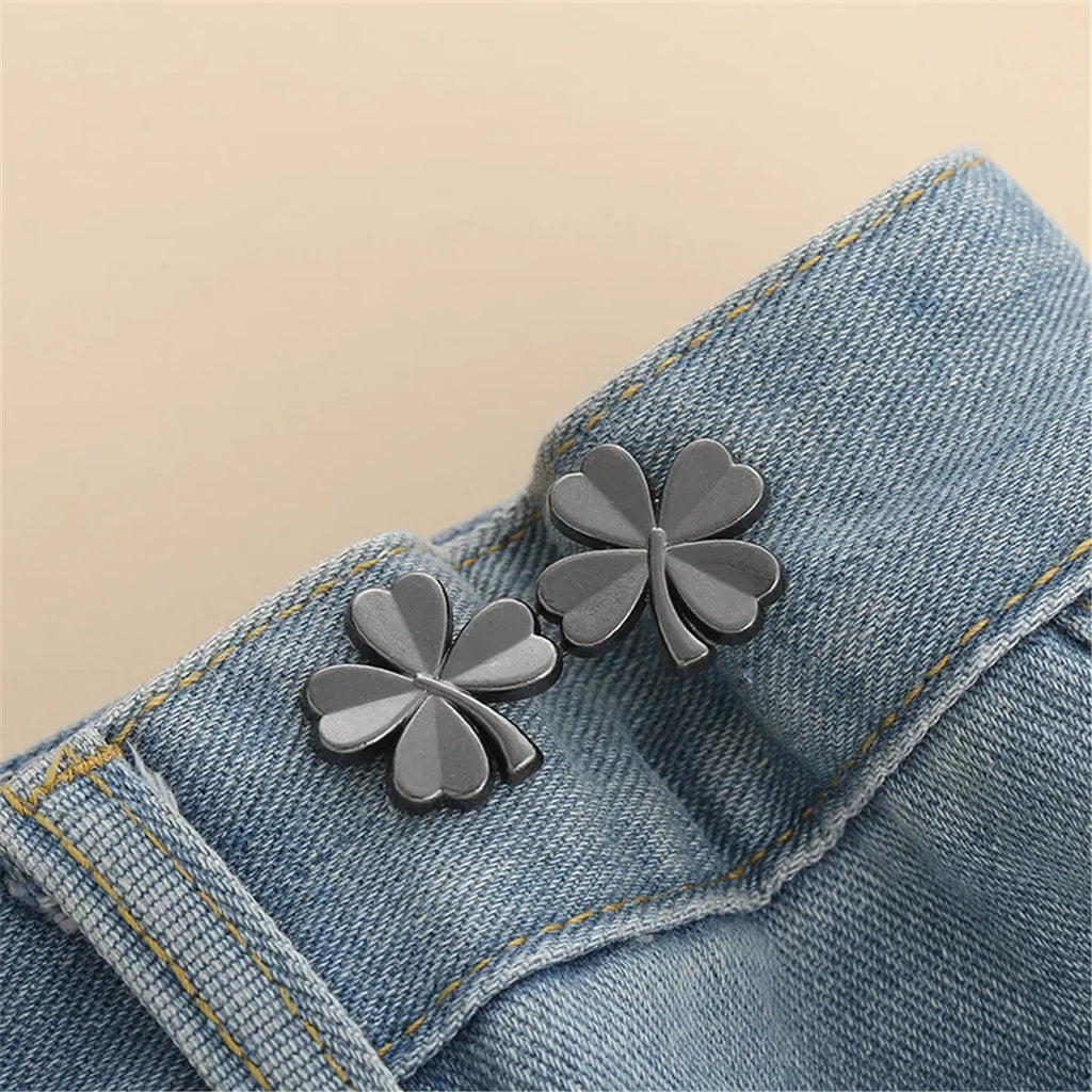 Clips Botón Ajustables para Cintura de Jeans y Faldas – Ajustador Sin Coser Desmontable (1 par)