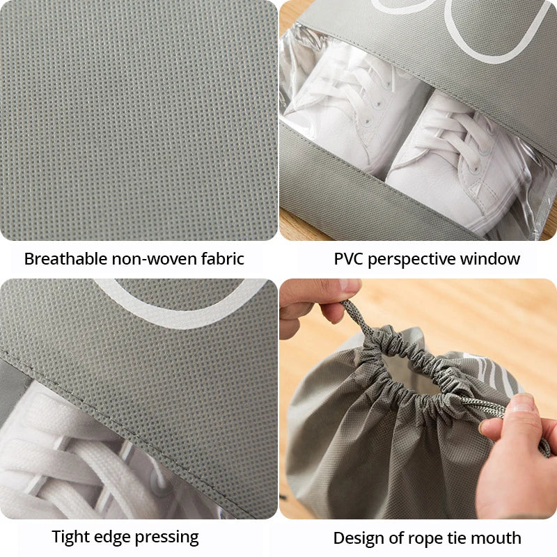 Bolsas para Zapatos de Viaje Impermeables – Set de 5 Bolsas Organizadoras con Cordón para Maleta