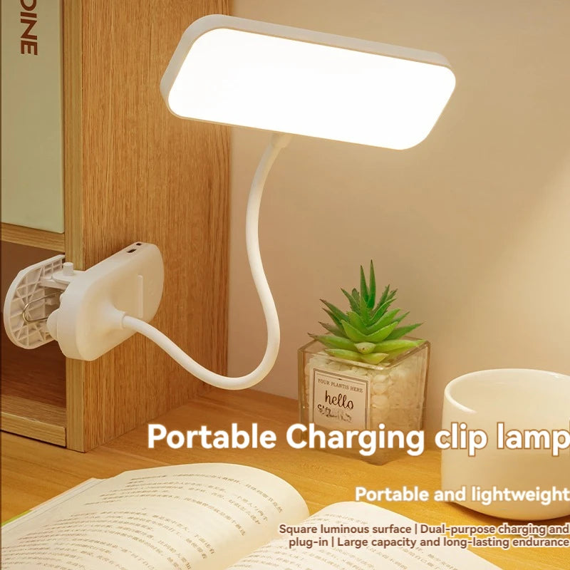 Lámpara LED de Lectura con Clip Recargable por USB – Luz Flexible de Escritorio para Estudio, Oficina y Dormitorio