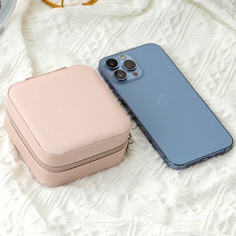 Estuche Organizador de Joyas de Viaje – Caja de Cuero PU para Anillos, Collares y Aretes