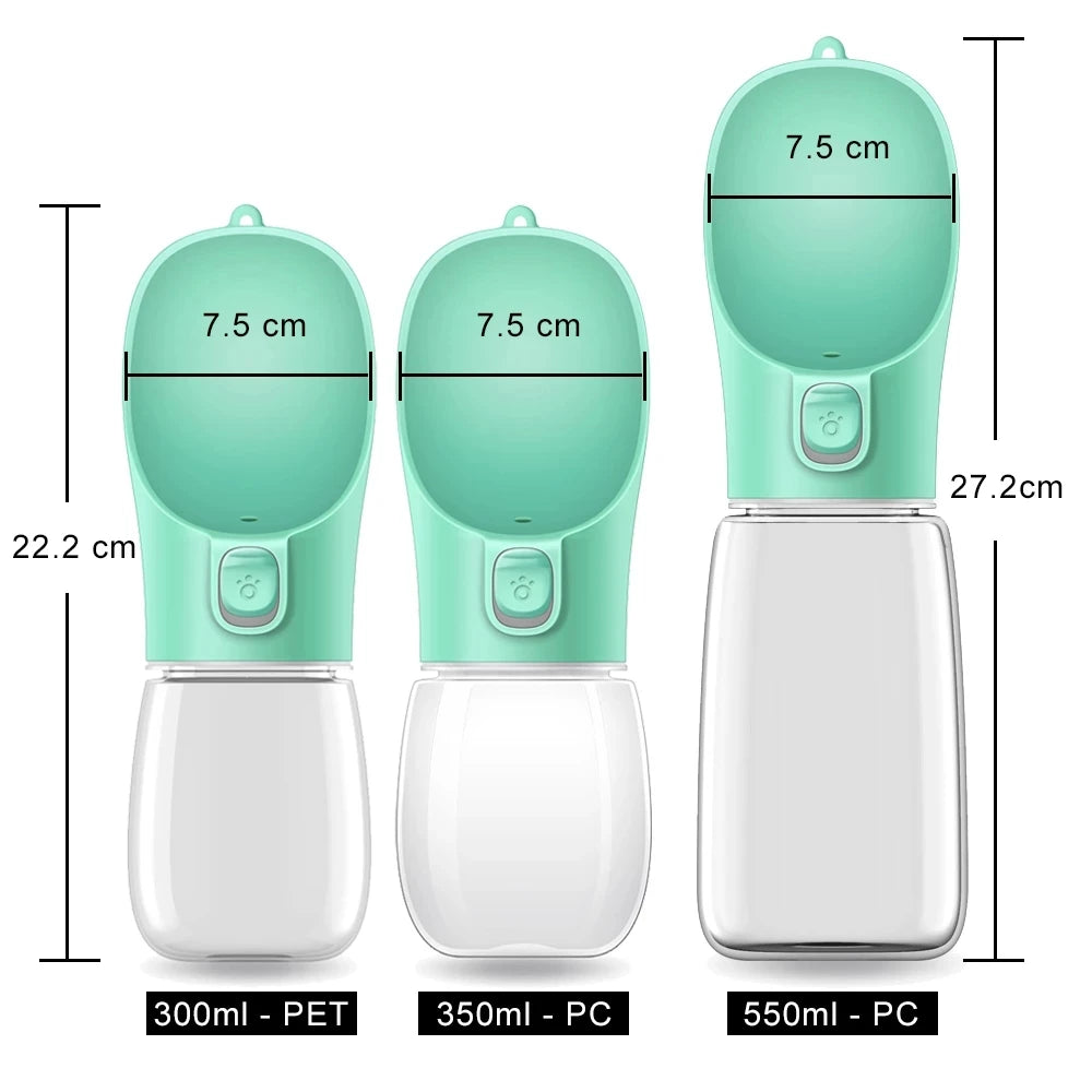 Bebedero Portátil para Perros y Gatos – Botella de Agua Antiderrames para Paseos y Viajes, 300/350 ml