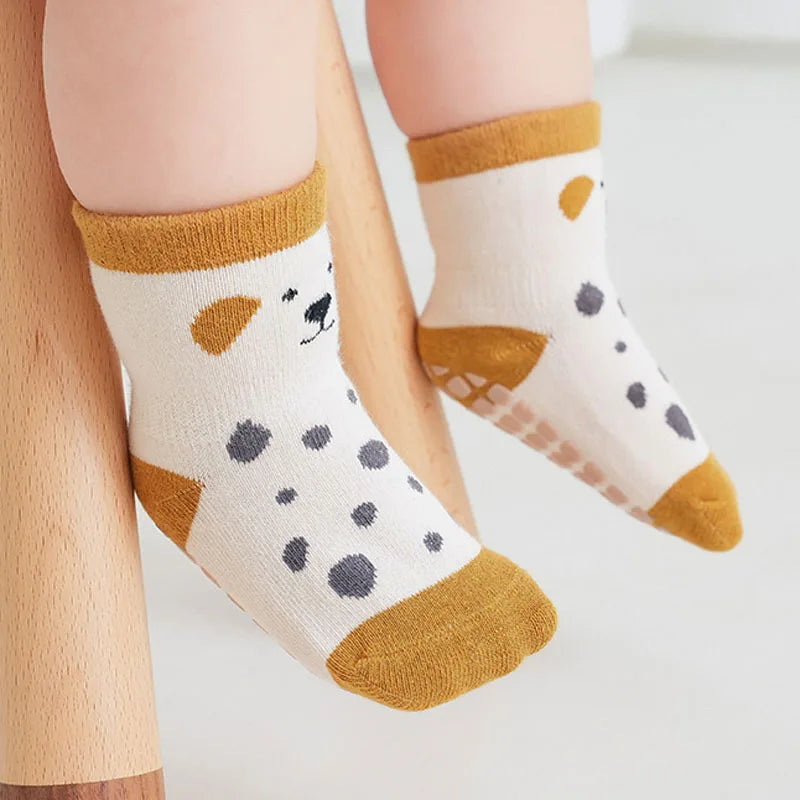 Calcetines antideslizantes para bebé de 0 a 12 meses, 5 pares con dibujos de animales