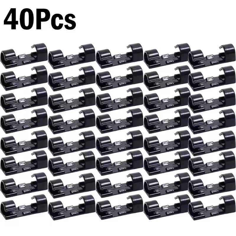 Clips Organizadores de Cables Autoadhesivos – Sujetacables para Escritorio, Oficina, Auto y Hogar