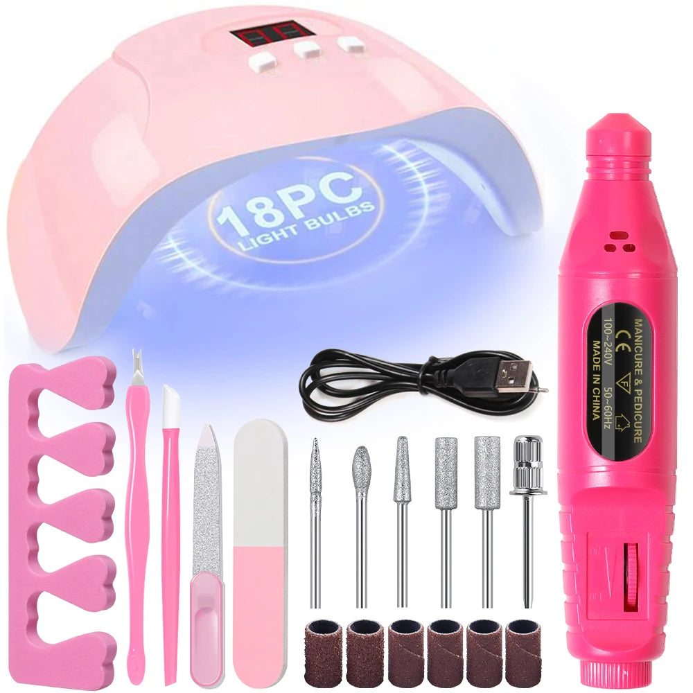 Set de Torno Eléctrico para Uñas – Kit Profesional de Manicura y Pedicura con Accesorios