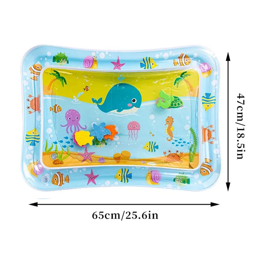 Colchoneta de Agua Inflable para Bebé – Tapete de Juego con Peces de Colores para Tiempo Boca Abajo