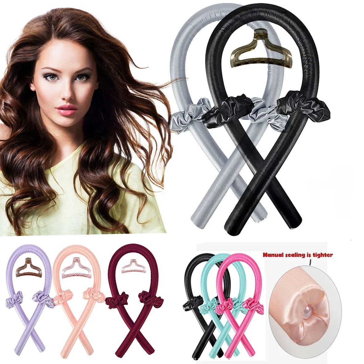 Rizador de Cabello Sin Calor de Seda – Diadema Suave para Rizos Nocturnos Mientras Duermes