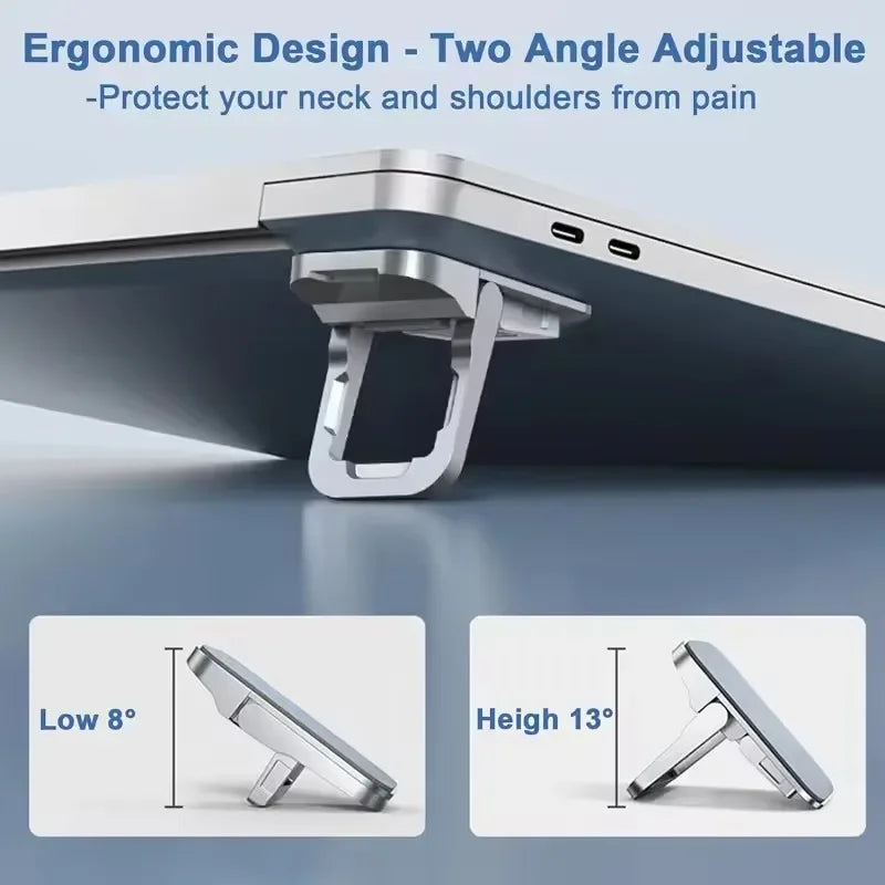 Mini Soporte Plegable para Laptop 2 Piezas – Elevador Adhesivo Invisible con 2 Ángulos Ajustables